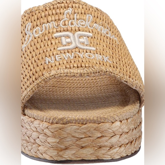 Sam Edelman Women's Camila Wedge Sandal Sand Raffia 8 Medium - Picture 1 of 8